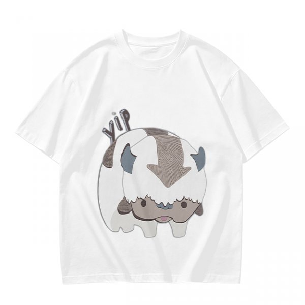 Olive green t-shirt with cute Appa the sky bison print