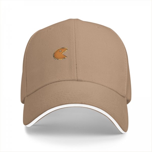 Black Baseball Cap With Retro Pac-Man Graphic Design