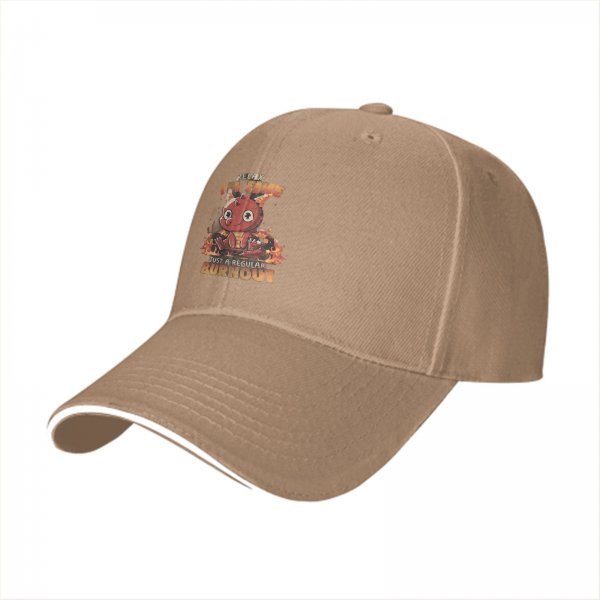 Black baseball cap with 'Relax I'm Fine Just a Regular Burnout' and cute devil graphic