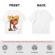 Olive green t-shirt with whimsical miso character graphic print