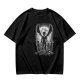 Olive t-shirt with dark anime winged warrior under full moon print