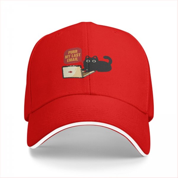 Black Baseball Cap With Funny Cat Purr My Last Email Laptop Print