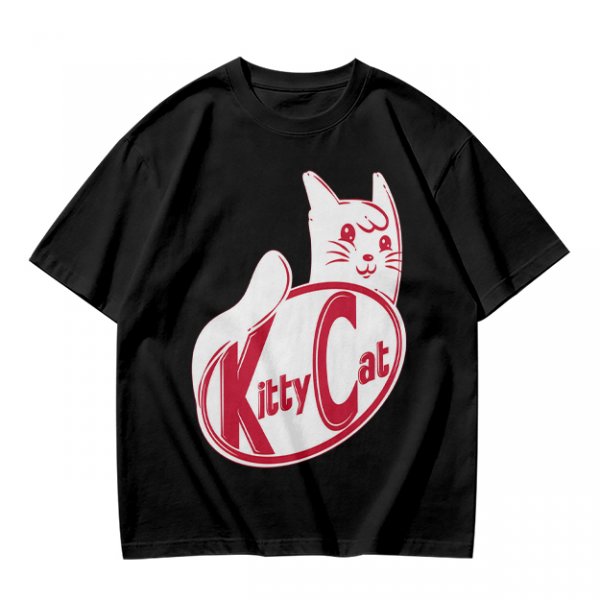 Olive green t-shirt with Kitty Cat graphic print