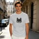 Olive Green T-Shirt With Black Cat Head Graphic Print