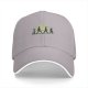 Black baseball cap with walking silhouettes against a moon backdrop