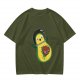 Olive T-Shirt With Astronaut Avocado Monster Print