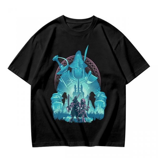 Fantasy warrior ghost print olive green graphic t-shirt