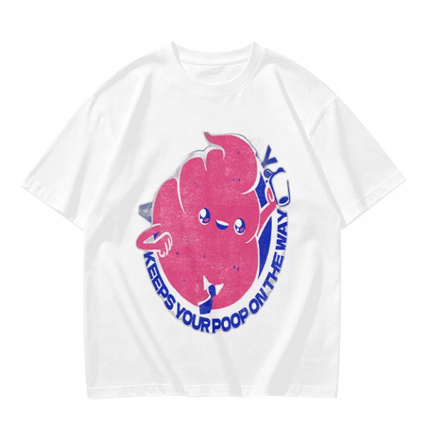 Olive T-Shirt With Funny Colon Graphic 'Keeps Your Poop On The Way' Print