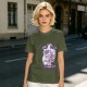 Olive t-shirt with a cute unicorn holding an axe and the text I will cut you into pieces