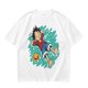 Olive anime t-shirt with Luffy relaxing in water print