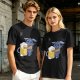 Olive T-Shirt With Cute Blue Goat Holding Foamy Beer Mug Print