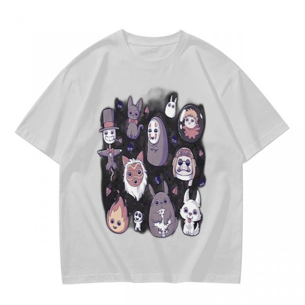 Olive T-Shirt With Cute Studio Ghibli Character Print