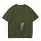Olive Green T-Shirt With Chibi Bearded Man In Suit Graphic