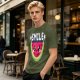 Olive T-Shirt With Cute Watermelon Graphic And Smile Text