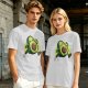 Olive Green T-Shirt with Cute Running Avocado Graphic
