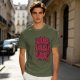 Olive green graphic t-shirt with dark metal style Live Laugh Love print