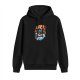 Black Hoodie With Skeleton Musician And Wave Graphic Print