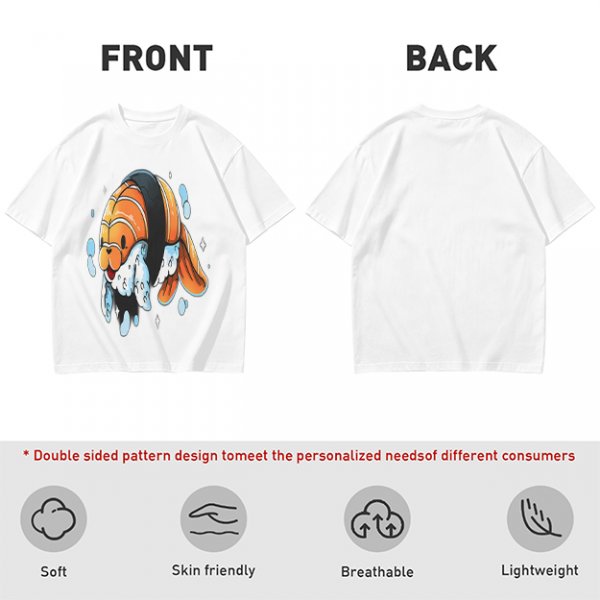 Olive T-Shirt With Cute Clownfish Sushi Graphic Print