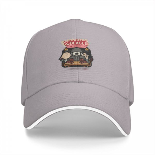 Black baseball cap with Dungeons Beagles tabletop gaming graphic