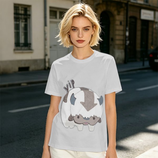 Olive green t-shirt with cute Appa the sky bison print