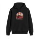 Black hoodie with red convertible car and rainbow graphic print