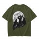 Olive T-Shirt Featuring Toothless Dragon Against Full Moon