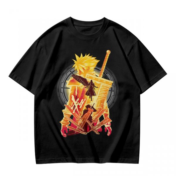 Final Fantasy VII Inspired Graphic T-Shirt with Character and Sword Art