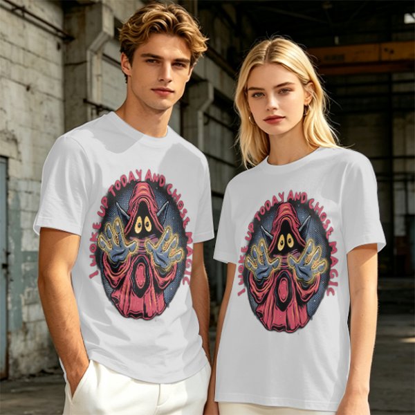 Olive T-Shirt With Wizard Artwork And 'I Woke Up Today And Chose Magic' Text