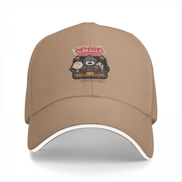 Black baseball cap with Dungeons Beagles tabletop gaming graphic