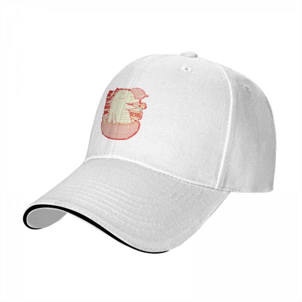 Black Baseball Cap With Cute Dinosaur In Ramen Bowl Graphic