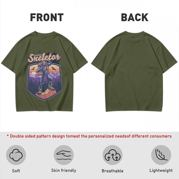 Outdoor Skeletor Hiking Graphic Olive T-Shirt