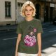 Olive T-Shirt With Cute Kirby Candy Bag Graphic