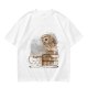 Owl on coffee books and caffeine mug graphic t-shirt