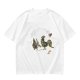Olive Green T-Shirt With Knight Vs Rooster Fantasy Graphic Print