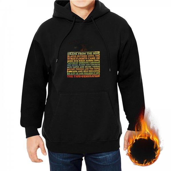 Black hoodie with nostalgic 90s childhood themed text print