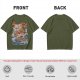Olive T-Shirt With Great Wave Inspired Monster Ramen Bowl Art