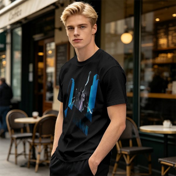 Olive Graphic T-Shirt With Futuristic Silhouette Figures Print