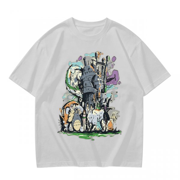 Olive T-shirt with Studio Ghibli Character Mashup Art Print