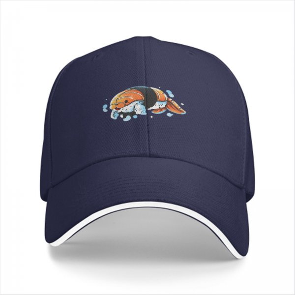 Black Baseball Cap With Cute Koi Fish Water Splash Artwork