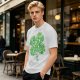 Olive Green T-Shirt With St. Patrick's Day Four-Leaf Clover Art