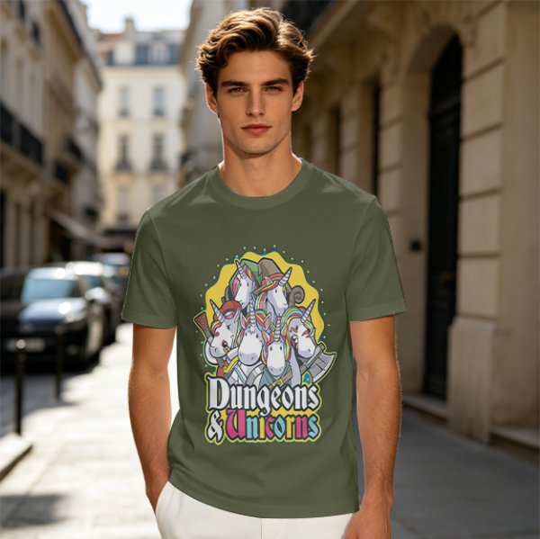 Dungeons and Unicorns Themed Graphic T-Shirt