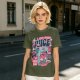 Olive t-shirt with retro hot juice devil graphic print
