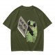 Olive t-shirt with cute frog holding knife and 'Don't mess with me' text