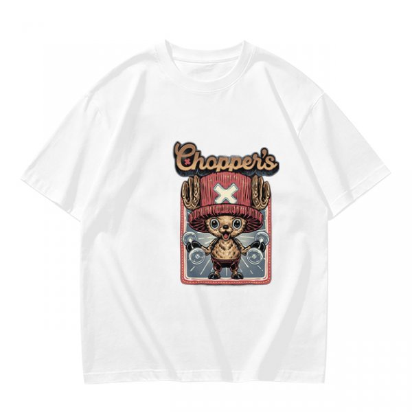 Olive T-Shirt with Tony Tony Chopper Lifting Weights Graphic
