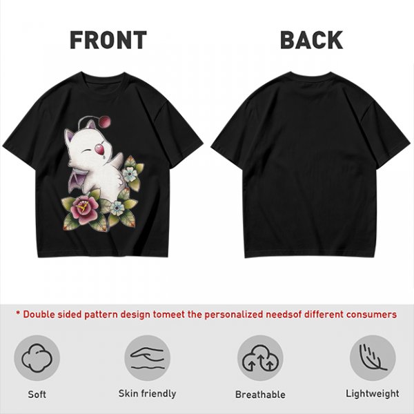 Olive T-Shirt Featuring Cute Fantasy Creature and Floral Art