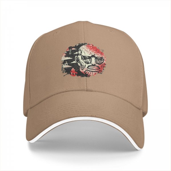 Black Baseball Cap With Distressed Horror Monster Face Graphic