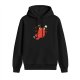 Black Hoodie With Cute Devil Cat And Ghost Graphic Print