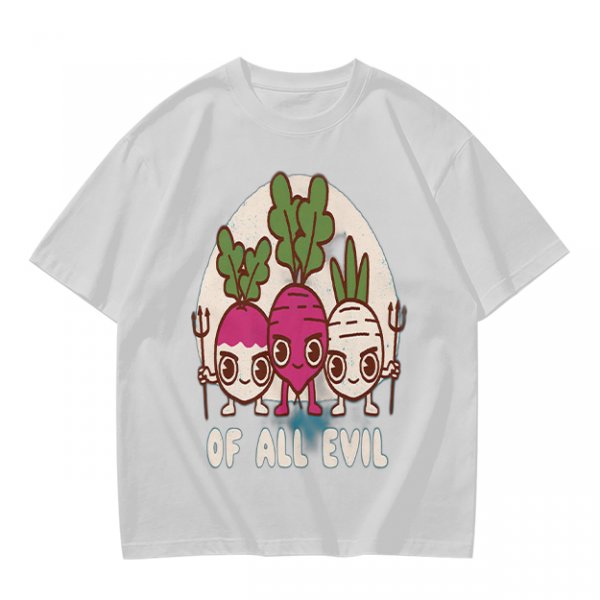 Olive Graphic T-Shirt With Evil Vegetable Characters Design