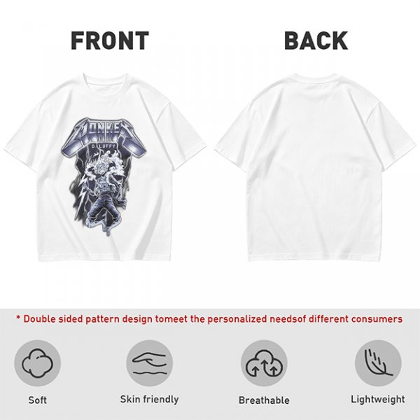 One Piece Monkey D. Luffy Gear 5 Metal Rock Style Graphic T-Shirt