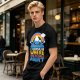 Olive graphic tee with cute mountain rainbow and 'I Wanna Be Where The People Aren't' text